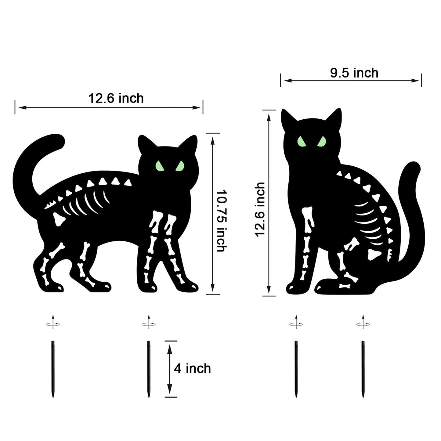 YY Gardenia Halloween Decorations Outdoor,2 Pack Spooky Metal Black Cat Garden Stake,Outdoor Halloween Decorations