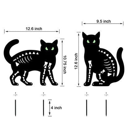 YY Gardenia Halloween Decorations Outdoor,2 Pack Spooky Metal Black Cat Garden Stake,Outdoor Halloween Decorations