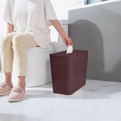 TEIUKAX Plastic Trash Can Waste Basket Bin - 3.5 Gallon - for Office, Home, Bathroom, Kitchen, Dormitory - Brown