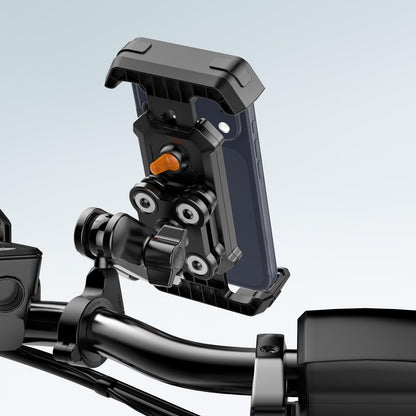 SEAJIC Motorcycle Phone Mount with Vibration Dampener & Security Lock, 720° Adjustable Bike Phone Holder Handlebar, Anti-Theft Motorcycle Phone Holder for iPhone 17/16/15/14/13 Series, 4.5-6.8" Phones