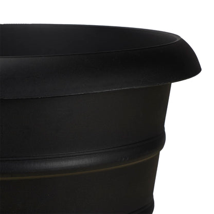The HC Companies 14 Inch Marina Planter Lightweight Indoor Outdoor Plastic Plant Pot for Herbs and Flowers, Black (Pack of 2)