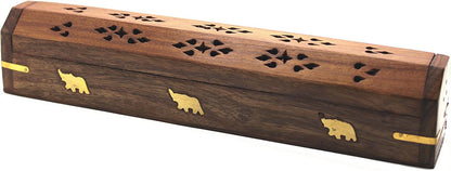 Bless-International Traditional-Handmade-Burner Wooden-Coffin-Incense-Stick-Holder Ash-Catcher-Stand (Wooden Coffin)