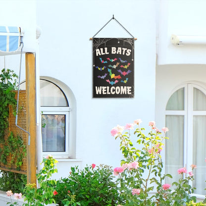 Gkodw All Bats Welcome Garden Flag, Funny Equality Inclusive Yard Sign for Outside, LGBT Trans Pride Ally Flag, Halloween House Flags, Bat Fall Lawn Porch Outdoor Farmhouse Decor for Family Friend