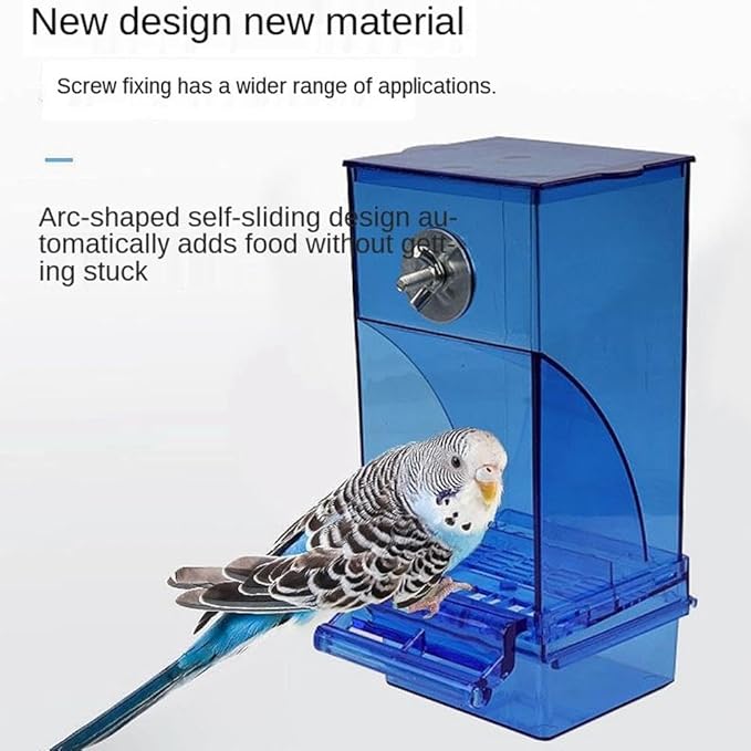 No Mess Bird Feeder for Cage,Automatic Parrot Feeder Cage Accessories,Transparent Parakeet Seed Container Food Feeder Drinker for Cage,No-Spill Transparent Bird Feeder (White*2)