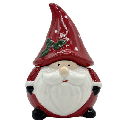 Santa Claus Salt and Pepper Shaker Set with Spoons - 6.5 Inch Ceramic Christmas Spice Dispenser with Lids for Kitchen Holiday Dining Table Decor Gift Set (Red)