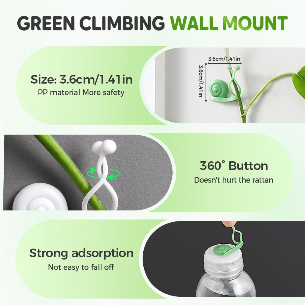 Pothos Plant Fixer, Plant Climbing Wall Fixture Clips, Vegetable Plastic Clip, Garden Self Strong Adhesive Hook, Grape Vine for Indoor Outdoor Traction Wire Invisible Clip Decoration (30, Clear)