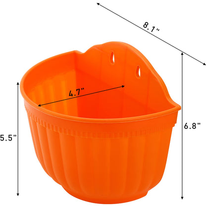DEAYOU 6 Pack Wall Planter Hanging Flower Pot, Window Hang Indoor Outdoor Plant Basket for Fence, Railing Resin Pots with S Hooks and Drainage Meshes, Half Round Herb Holders for Garden