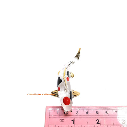 Handmade Mini 3" Koi Fish Carp Figurine Art, Cool Stuff, Miniature Animals, Home or Garden Decor Gift Ideas (Kanako Sanke Style)