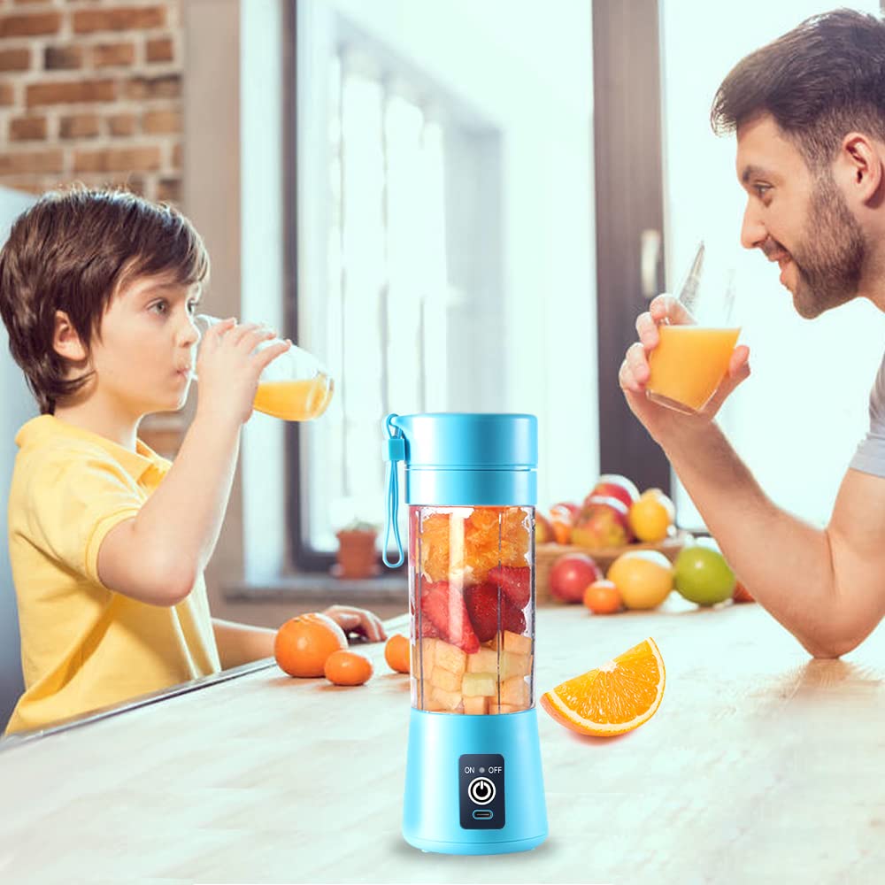Portable Blender Cup,Electric USB Juicer Blender,Portable Juicer For Shakes and Smoothies, juice,380ml, Six Blades Great for Mixing,light purple