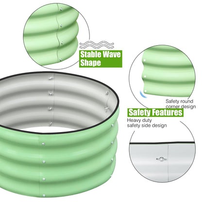 SnugNiture 3 Pcs 2x2x1ft Round Galvanized Raised Garden Bed Kit Outdoor, Metal Planter Box for Planting Plants Vegetables, Green