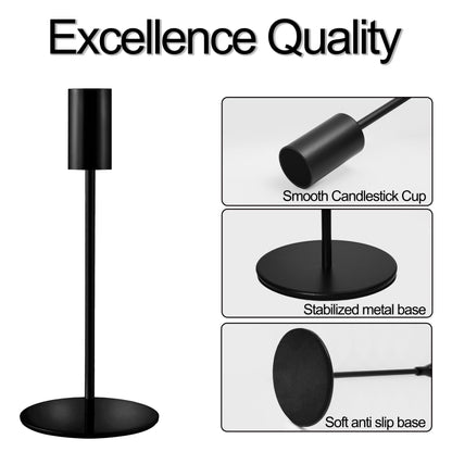 ECHFSM Matte Black Taper Candlestick Holders,Taper Candle Holders Set of 6,Metal Taper Candle Sticks Stand Holders,Modern Decorative Candle Holders for Wedding Certerpieces,Festive, Mantel,Home,Party