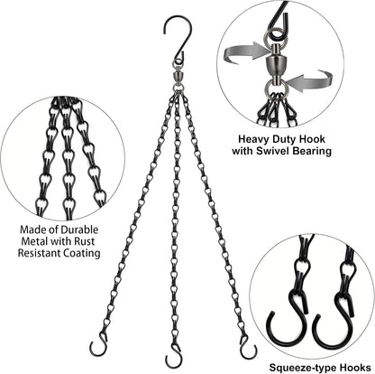 Heybe Swivel Hanging Basket Chains 23 Inches 3 Leads Hanging Chains Flower Pot Hanger Replacement Plant Hangers for Planters and Lanterns, Pack of 3 (3 Legs-Swivel)