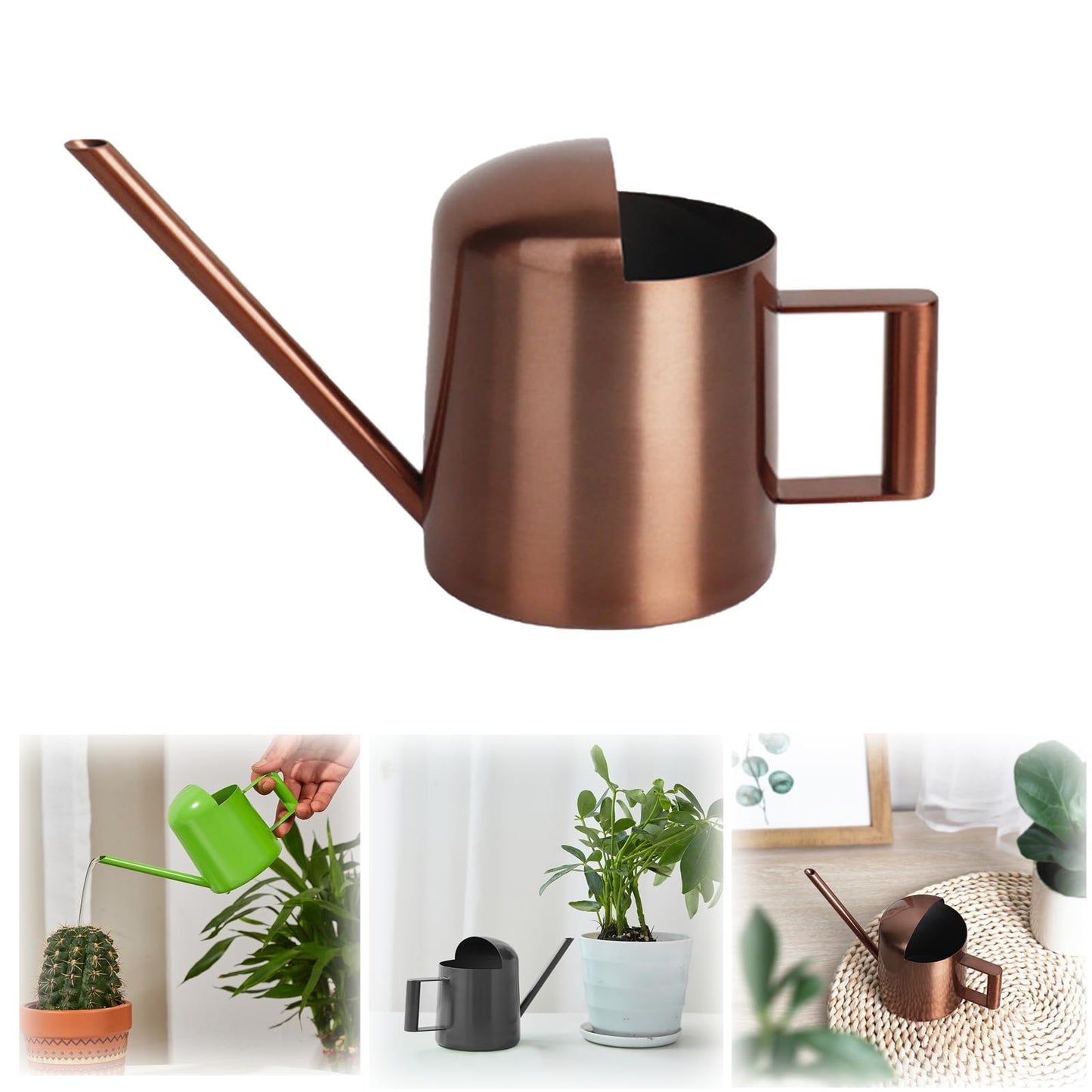 Watering Can for Indoor Plants, Small Watering Cans Sprinkling Pot for Greenhouse Garden Flower Plants, Stainless Steel Long Spout Water Can for Outdoor Watering Plants, 300ML/0.08 Gallon (Copper)