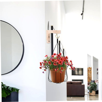 NIYANGLE 2pcs Heavy-Duty Wooden Plant Hanging Hooks Wall Mount Plant Hangers for Indoor Outdoor Pots Decorative Natural Wood Finish