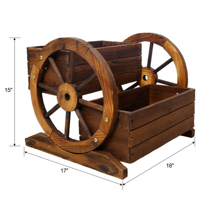 EASTALOLO Wooden Wagon Planter Box, Premium 2-Tier Garden Planter with Wheels, Decorative Planter for Flowers, Herbs & Vegetables, Ideal for Indoor & Outdoor Patio, Garden, Balcony Décor