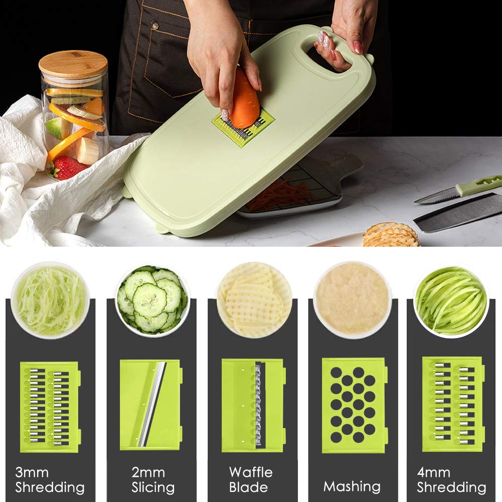 Gintan Camping Cutting Board, 9-in-1 Collapsible Chopping Board with Colander, Kitchen Vegetable Washing Basket for Camping, Camping Gifts Camping Accessories for RV Campers (Blue+Grey)