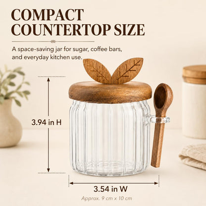 Sugar Bowl with Lid and Spoon, 17 oz Airtight Sugar Jar Container, Easy-to-Use Sugar Container with Lid and Spoon Sugar Bowls for Tea Coffee Brown Sugar Container, Cereal Tea Salts Spice Jar
