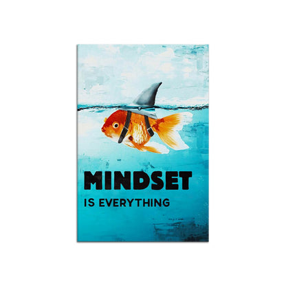 Mindset is Everything Canvas Wall Art Motivational Painting Inspirational Entrepreneur Quotes Picture Poster Print Artwork for Bedroom Office Home Decor Framed Ready to Hang [12''W x 18''H]