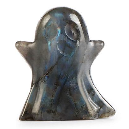 Artistone 2" Crystal Ghost Figurine Natural Labradorite Gemstone Hand Carved Statue for Halloween Decorations Home Deco Desk Decoration