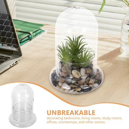 2pcs Cloche Glass Dome with Air Hole and Base, Clear Glass Terrarium Plants Bell Jar Humidity Dome for Smallplants, Home Indoor Tabletop Decoration (No Plants)