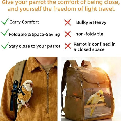 Bird Sling Carrier Bag, Parrot Restrained Vest Escape Resistant Birds Carrier Harness for Budgie, Cockatiel, Green-cheeked Conure, Soft Bird Diaper Flight Suit, for Daily Outdoor & Nail Trimming (XL)