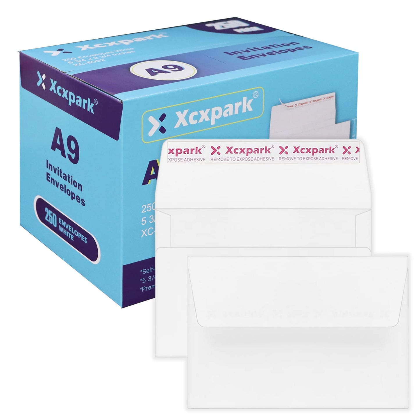 Xxcxpark 250 Qty Printable A9 Invitation Envelopes 5.75 x 8.75 Cards, Self Seal 120GSM white Paper Envelopes for Invitations, Papers, Photos, Documents, Wedding, Baby Shower, Easy to Seal and Peel