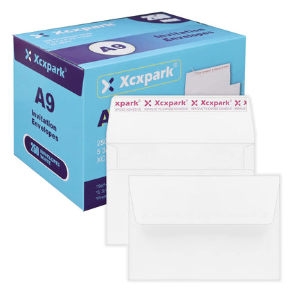 Xxcxpark 250 Qty Printable A9 Invitation Envelopes 5.75 x 8.75 Cards, Self Seal 120GSM white Paper Envelopes for Invitations, Papers, Photos, Documents, Wedding, Baby Shower, Easy to Seal and Peel