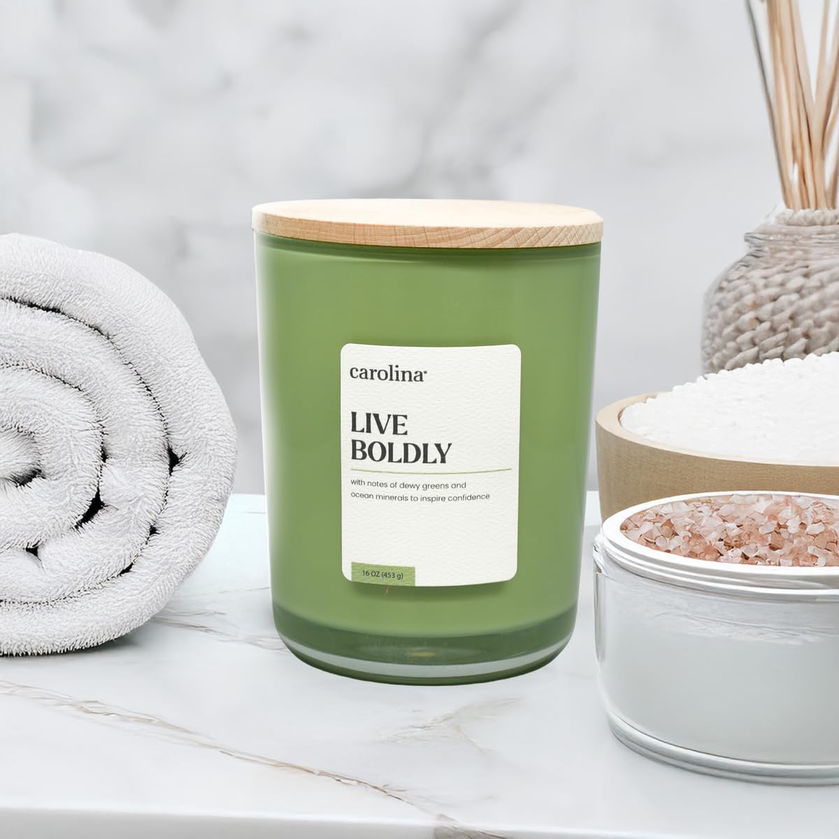 Carolina Live Boldly 16 oz Scented Candle, 2 Wick Wellness Relaxing Candle, 60H Burn Time, Ideal for Creating a Welcoming Home - Made in The USA