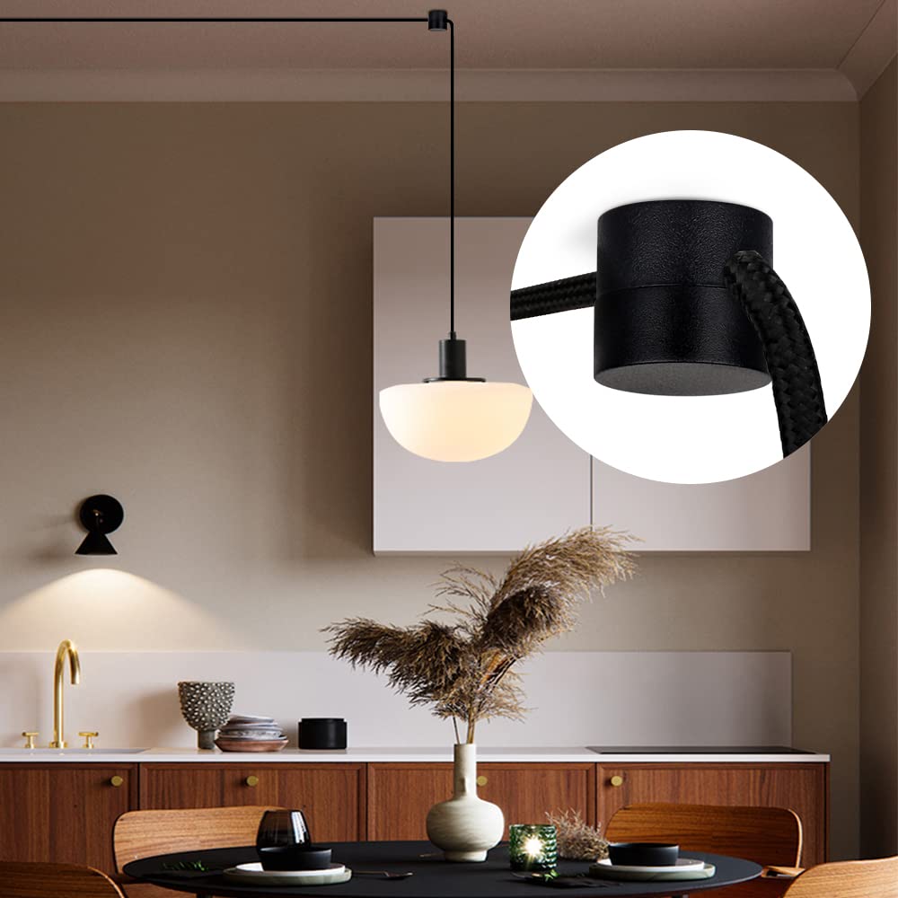 Zevnico 6 Pack Swag Hooks for Ceiling Light, Black Pendant Light Hanging Hook, DIY Lamp Hanging Electric Wire Cable Cord Chandelier Fixture Hardware Wall Hook