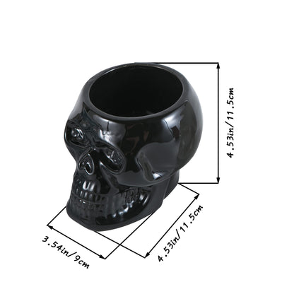 Tanvecle Skull Planter Pots, Skeleton Vase for Succulent, Flowers, Gothic Centerpiece for Table, Punk Home Decor and Accessories, Halloween and Day of The Dead Decorations - Black
