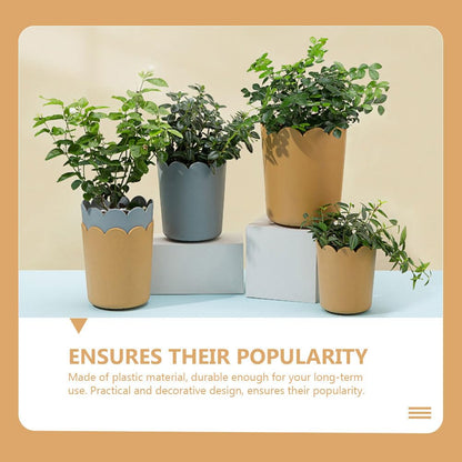 Kisangel 10 Sets Flowerpot Indoor Bonsai Plant Nursery Pot Garden Cotta Pots Cotton Rounds Holder Flowers Decor Tray Decor Artificial Plants with Tray Office Potted Plant Plastic