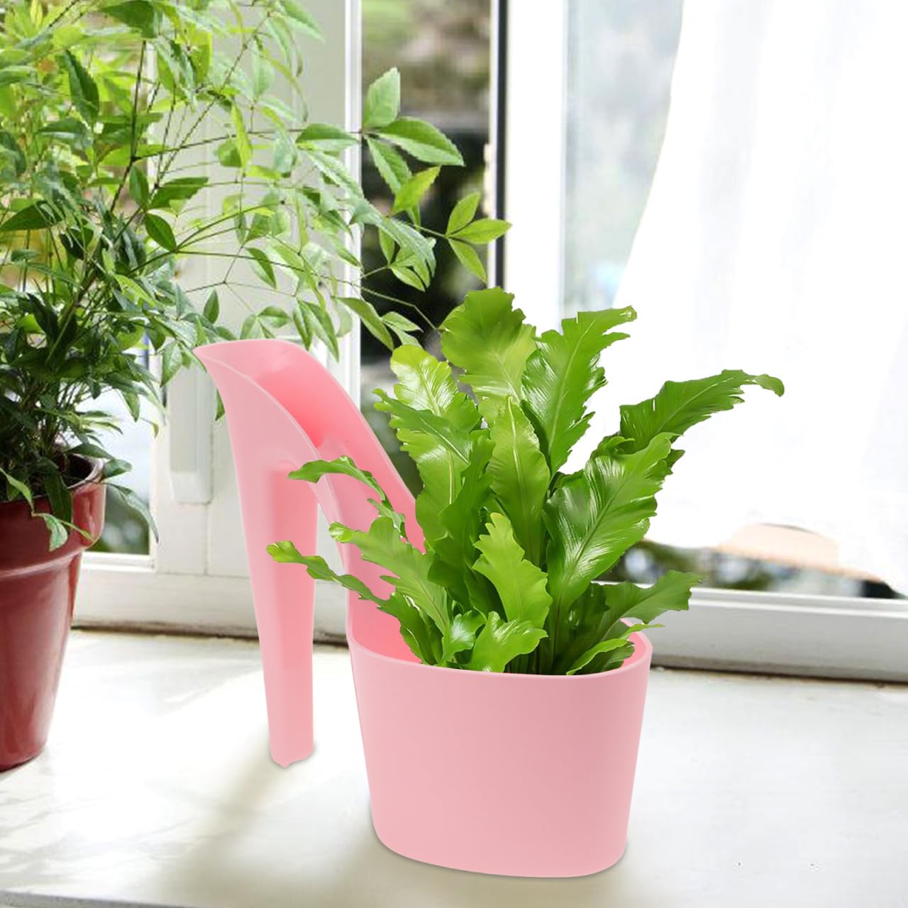 Kisangel 2Pcs High Heel Shaped Flowerpot, Stylish Shoe Design Planter Succulent Nursery Pots for Outdoor Garden Display Flower Pots