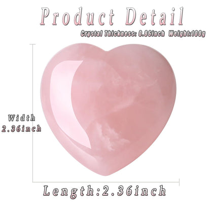 MAIBAOTA 60 mm Rose Quartz Crystals Heart Stone Mothers Day Birthday Gifts for Mom Women Crystal Gifts for Women Natural Reiki Gemstone Polished Heart Shaped Rocks Meditation