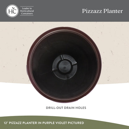 The HC Companies 9 Inch Pizzazz Round Planter Pots with Ceramic Look, Lightweight UV-Resistant Plastic Indoor & Outdoor Planters, 2-Pack Flower Pots for Garden & Home Decor, Foggy Gray