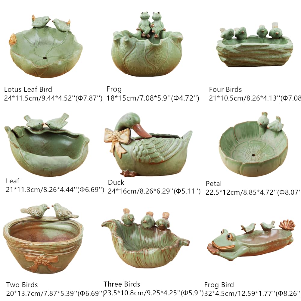 Ceramic Succulent Pot, Handmade Animals Bird Succulent Planter/Plant Pot/Flower Pot/Bonsai Pot for Herb, Succulent,Cactus Container Large-Caliber for Home Decor (Four Birds)