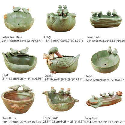 Ceramic Succulent Pot, Handmade Animals Bird Succulent Planter/Plant Pot/Flower Pot/Bonsai Pot for Herb, Succulent,Cactus Container Large-Caliber for Home Decor (Four Birds)