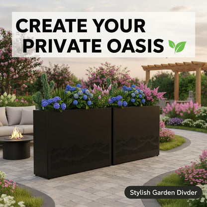 Vrtizalv Metal Rectangular Planter Box, 38”L x 12”W x 30”H Black Heavy-Duty Raised Garden Bed for Outdoor Plants, Easy Assembly & Adjustable Feet for Porch, Garden, Patio, Yard Outdoor Plants