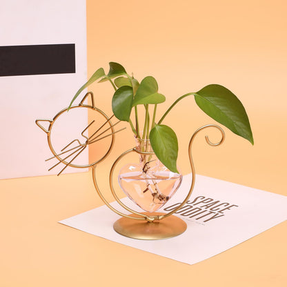 Plant Terrarium Plants Propagation Station Cat Lover Gifts for Women Home Office Decor Cat Desk Accessories
