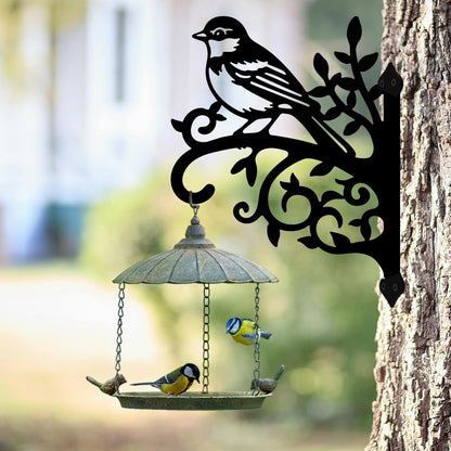 peacoblue Iron Plant Hangers Hooks 11.6"x15.2" for Outdoor Indoor Hanging Plants Flower Fern Pots Lantern Bird Feeder, Weather Resistant Metal Wall Holder for Porch Garden(Sparrow Bird on Branch)