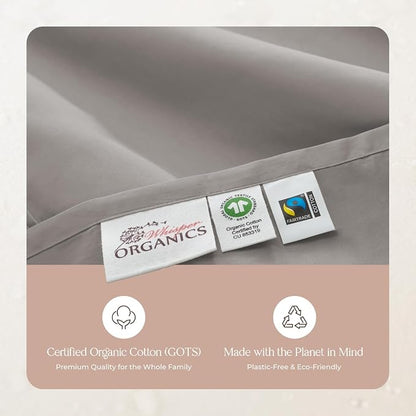 100% Organic Cotton Duvet Cover King Size - Naturally Soft Lightweight & Cooling Duvet Cover Set with Decorative Shams - Premium GOTS Certified 300 Thread Count Sateen Weave (Classic Grey, King)