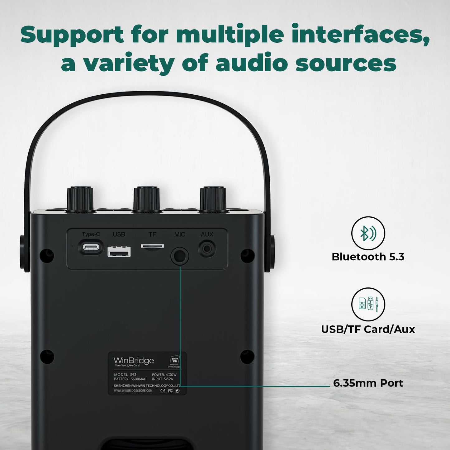 SANMIC 30W Wireless Voice Amplifier with Headset Microphone, Portable Bluetooth 5.3 PA System for Teachers, Personal Rechargeable Megaphone with Speaker for Teaching and Speaking in Classrooms s93