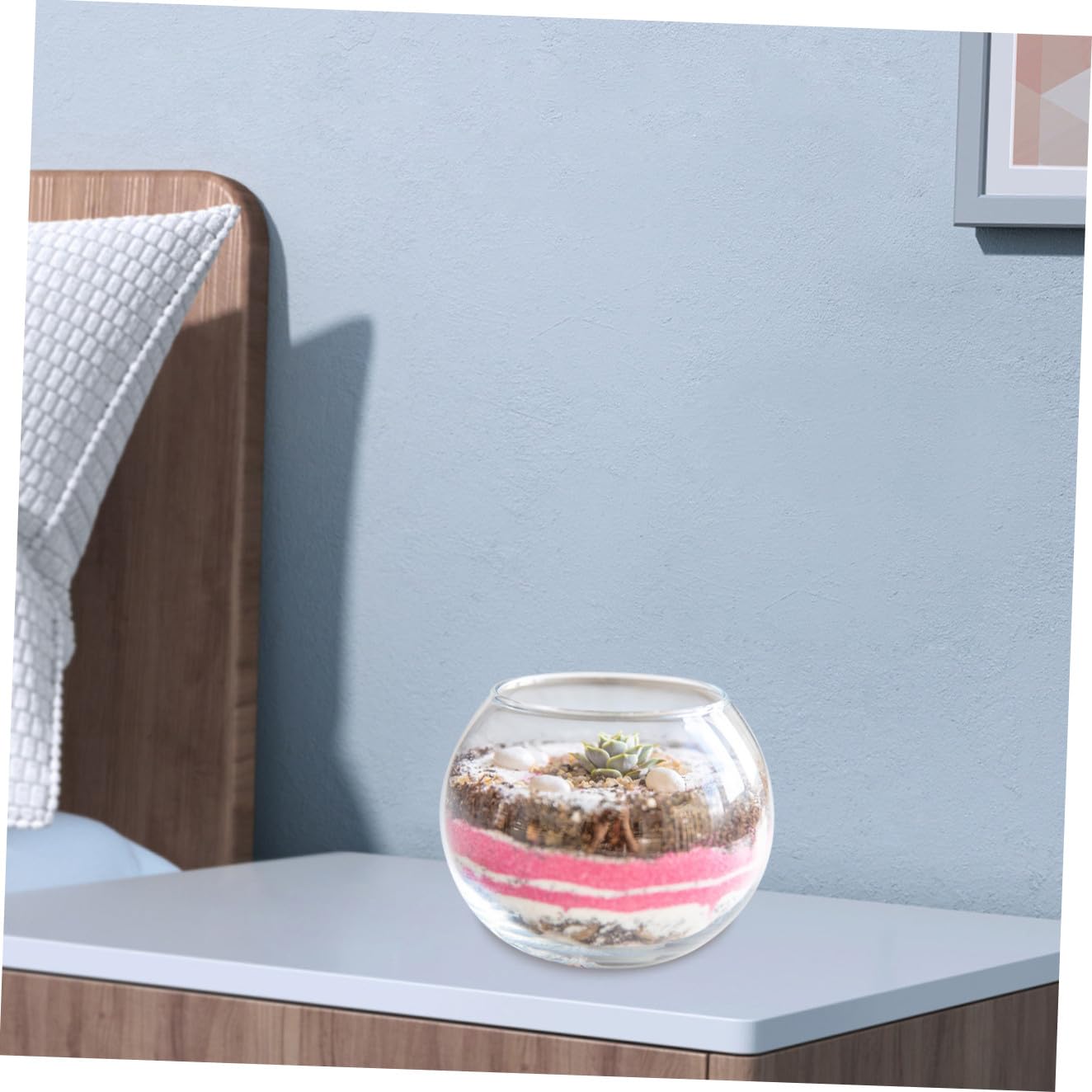 Zerodeko Transparent Glass Hydroponics Vase Smooth Rounded Decorative Flower Holder for Home Office Hotel Creative Terrarium Bowl for Plants and Fish Ornament
