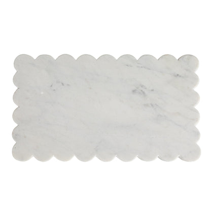 Creative Co-Op Marble Cheese Board with Scalloped Edge, White