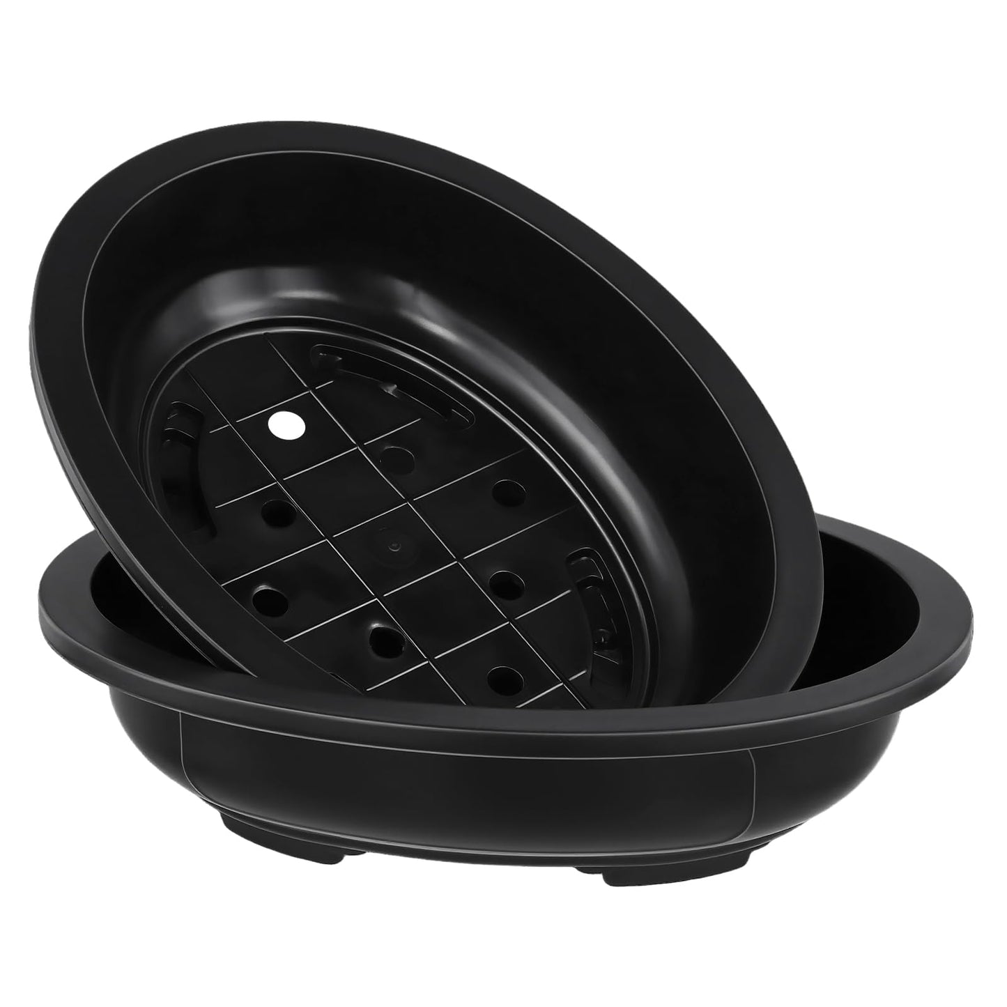 HAKZEON 12 Pcs 12 Inch Bonsai Training Pots, Matte Finish Plastic Oval Bonsai Training Pots with Drainage Hole, Oval Planters Shallow for Balcony Garden Nursery, Home Succulent, Indoor Plants, Black