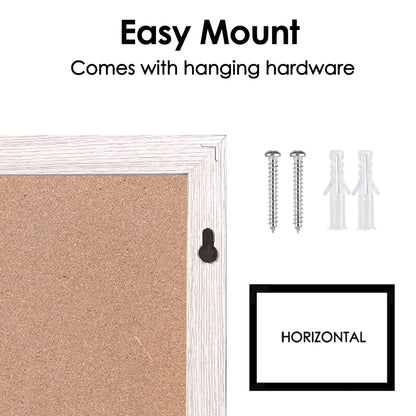 Dry Erase Calendar Whiteboard for Wall, Combination Magnetic Dry Erase White Board & Bulletin Board, 17.7" x 21.6" White Wood Framed Calendar/Cork Combo Board(WH-4555)
