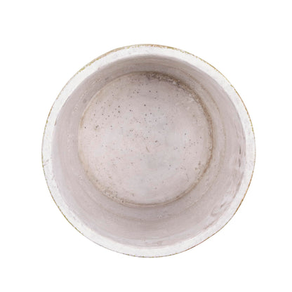 Zingz & Thingz Distressed/Weathered Indoor & Outdoor Secret Garden Cement Planter Flower Pots, Set of 2, 6.75x6.75x6.25, Abstract Gold & White Leaf