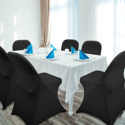 Babenest 100PCS Spandex Folding Chair Covers, Halloween Upgraded Universal Stretch Washable Fitted Chair Slipcovers Protector for Wedding, Holidays, Banquet, Party, Celebration (Black)