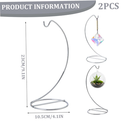 Pineeseatile 2PCS Ornament Hangers Display Stand 9.1" Height Iron Glass Ornament Display Stand for Air Plant Holder Terrariums Crystal Ball Wedding Home Office
