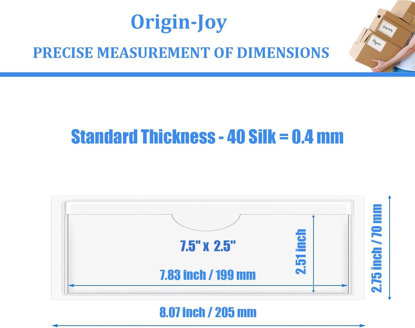 Origin-Joy 25 PCS Self-Adhesive Index Label Pockets, Clear Plastic Peel & Stick Card Holders with Top Open for Loading (7.5 x 2.5 inch)