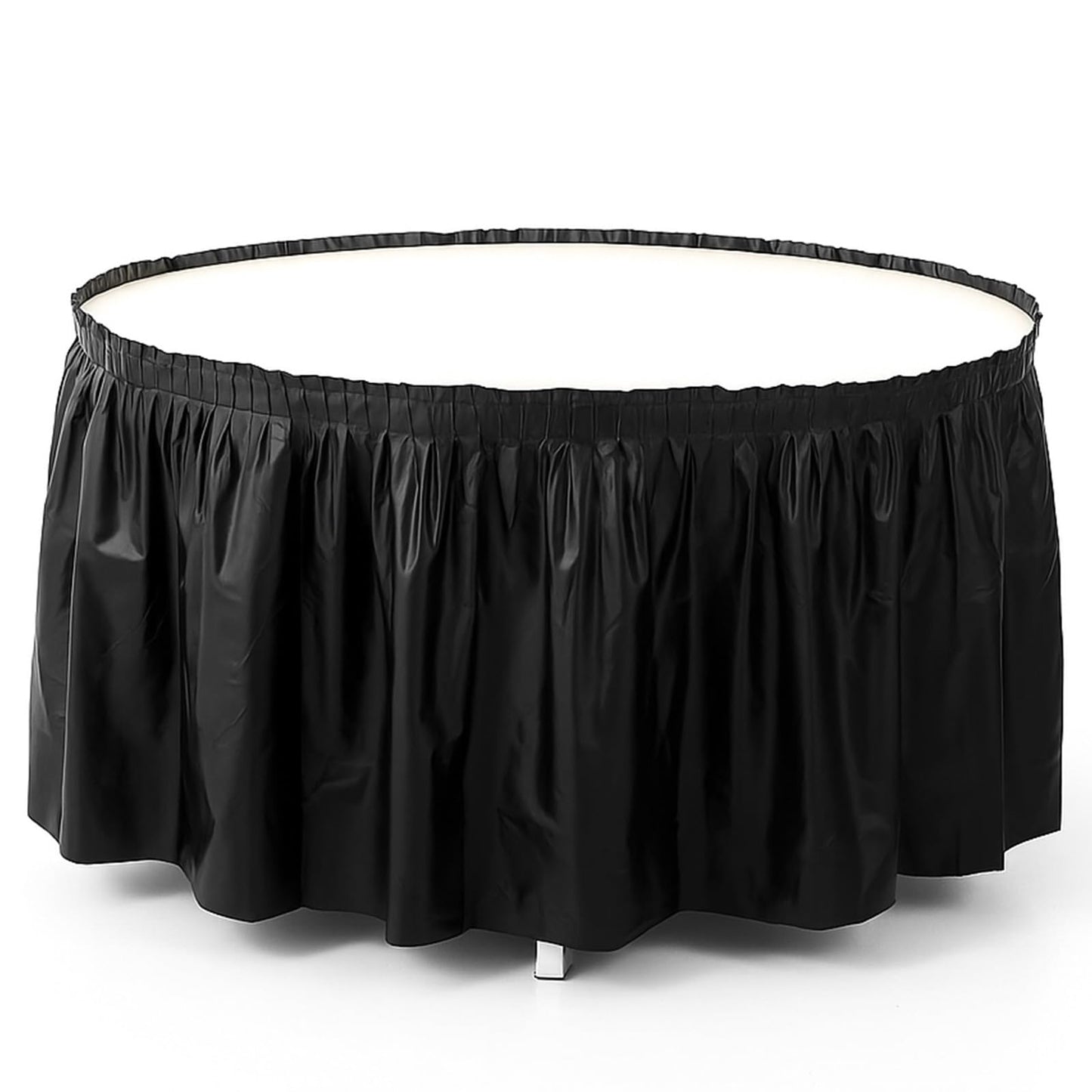 6 Pcs Plastic Table Skirt 28 Inches x 14.7 ft Disposable Table Skirt for Rectangle Tablecloth Wedding Shower Birthday Party Banquet(Black)